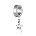 Silver stainless steel ear clip earring featuring a hollow star pendant design - Clip-On Earrings / Steel