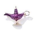 Exquisite purple enamel Aladdin magic lamp brooch with gold-plated vintage embossed patterns - Purple