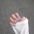 Uñas postizas largas tipo ataúd azul Morandi mate de estilo minimalista - Púrpura Ahumado