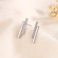 Minimalist 925 silver double bar stud earrings with shimmering pave-set cubic zirconia - Silver