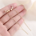 S925 sterling silver tassel earrings with gradient zircon stars in gold finish - Gold