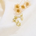 Asymmetric S925 silver gold rabbit stud earrings with secure screw back closure - Gold