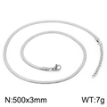 Silver stainless steel flat snake blade chain necklace measuring 500x3mm and weighing 7g - 500x3mm / Silver