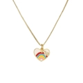 Gold heart pendant necklace with rainbow pattern and micro-inlaid zircon on white background - Rhinestone Rainbow Heart