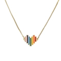 Golden box chain necklace featuring a vibrant rainbow heart-shaped vertical striped pendant - Rainbow Heart