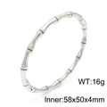 Bracciale rigido in stile bambù in acciaio inossidabile argento lucido regolabile - Stile Bambù Acciaio (KB153856-KLX)