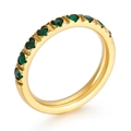 3mm titanium steel ring in golden finish featuring heart-shaped green cubic zirconia - US 7 / Gold Band with Green Heart Zirconia (KR104548-K)