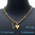 Collana a doppio strato in acciaio inossidabile con ciondolo a cuore e stella dorata - Stile 1 Oro (KN199930-KLX)