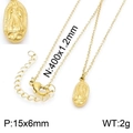 Collana in acciaio inossidabile placcato oro 18K con ciondolo ovale Vergine Maria - Piccolo Stile Ovale Dorato (KN201928-KFC)