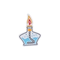 Detalle de pin esmaltado de lámpara de alcohol con líquido azul y llama naranja viva - Lámpara De Alcohol Azul