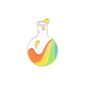 Colorful enamel chemical flask pin with orange and yellow liquid bubbles on white base - Colorful Chemical Flask (xz4704)