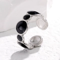 Silver Dotted Black Round Style (JR275)