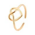 Anillo abierto minimalista con corazón y nudo en acabado dorado para mujer - Talla 7 (Ajustable) / Dorado