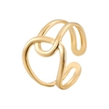 Anillo abierto de acero de titanio dorado minimalista con diseño entrelazado - Talla US 7 / Dorado