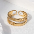 Anello regolabile a doppio strato minimalista in acciaio inossidabile placcato oro 18k - Oro