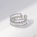 Anillo ajustable de cadena de cuentas multicapa en acero inoxidable plateado para mujer - Color Acero