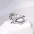 Anello aperto minimalista in acciaio inossidabile argento con design a doppie linee - Color Acciaio