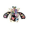Exquisite bee brooch with colorful hearts and rhinestones on a gold alloy base - Black
