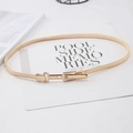 Elegant gold metal spring waist belt with square buckle for dresses and blouses - Gold Simple Hook Buckle Spring Chain