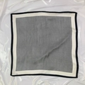 Classic square silk scarf with black and white houndstooth pattern and wide black borders - 70*70cm / Black