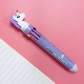 Cute purple 10-color retractable ballpoint pen with a unicorn topper and starry patterns - Unicorn-Purple