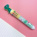 Cartoon dinosaur 10-color ballpoint pen with retractable multi-color ink for students - Dinosaur - Green