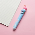 Blue 10-color ballpoint pen featuring a cute 3D pink flamingo topper for students - Flamingo - Blue Rod Red Head