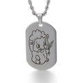 Silver stainless steel dog tag necklace with a cute cartoon sheep engraved on a pendant - Large Sheep (KP81749-Z)