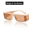 Retro rectangular sunglasses with a creamy off-white frame and light tea tinted lenses - Cream Light Brown
