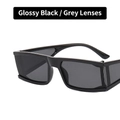 Gafas de sol cyberpunk cuadradas en negro brillante con protectores laterales - Negro Brillante/Lente Gris