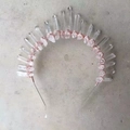 Handmade clear crystal crown headband with rose gold wire wrap for bridal wedding hair - White + Rose Gold Wire Silver Headband 1