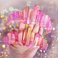 Detailed view of handmade pink and yellow gradient crystal raw stone crown headbands - Pink Orange Silver Wire Silver Headband