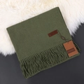 Morandi dark green cashmere feel scarf with fringe tassel on a soft fur mat - Army Green