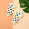 Chaussettes basses unisexe en coton avec motif ours coloré sur fond beige doux - 36-43 / Ours en Peluche Beige