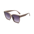 Oversize square sunglasses featuring matte nude frames and purple gradient lenses - Coffee Frame Gradient Grey Lens