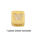 Golden square charm with butterfly pattern in micro crystals without chain - Butterfly / Gold Cube