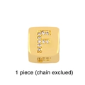Detailed view of a gold square letter F charm with zircon inlay and back engraving - Gold Letter F Pendant Bead