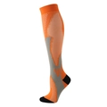 Orange and grey sports compression socks with elastic knit fabric and snug fit - Orange