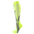 Neon yellow and grey compression sports socks with breathable knitted texture - Yellow-Green