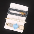 Three-piece hair clip set featuring terrazzo textures, faux pearls, and geometric designs - No.3 Tower Blue Set