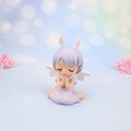 Cute resin angel girl figurine with purple hair, rabbit ears and wings for cake decor - Purple Annie Baby (Praying Sitting)