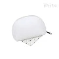 Detailed top view of white shell-shaped makeup bag with premium PU leather and metal zipper - White