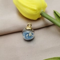 DIY ocean-style glass ball pendant with blue beads and mini conch for jewelry making - Blue
