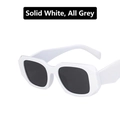 Lunettes de soleil carrées irrégulières blanches avec verres gris de style rétro - Charnière en Métal / Monture blanc plein verres gris