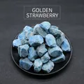 Natural raw blue kyanite mineral stones piled in a black round tray for healing - Blue Goldstone
