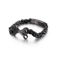 Bracelet byzantin noir pour homme avec breloque clé croisée en acier titane style industriel - Noir (KB120178-KFC)