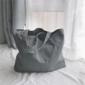 Bolso tote minimalista en lona gris de gran capacidad con tela de algodón grueso - gris oscuro