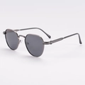 Vintage polygonal metal sunglasses with dark gray polarized lenses and gunmetal frame - Black Frame Black Grey Lens