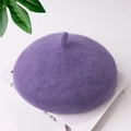 Classic purple wool felt beret for children with soft texture and top stem detail - One Size / Dark Purple