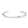 Bracelet jonc ouvert en forme de C en acier inoxydable argenté avec fini miroir poli - M / Argent M